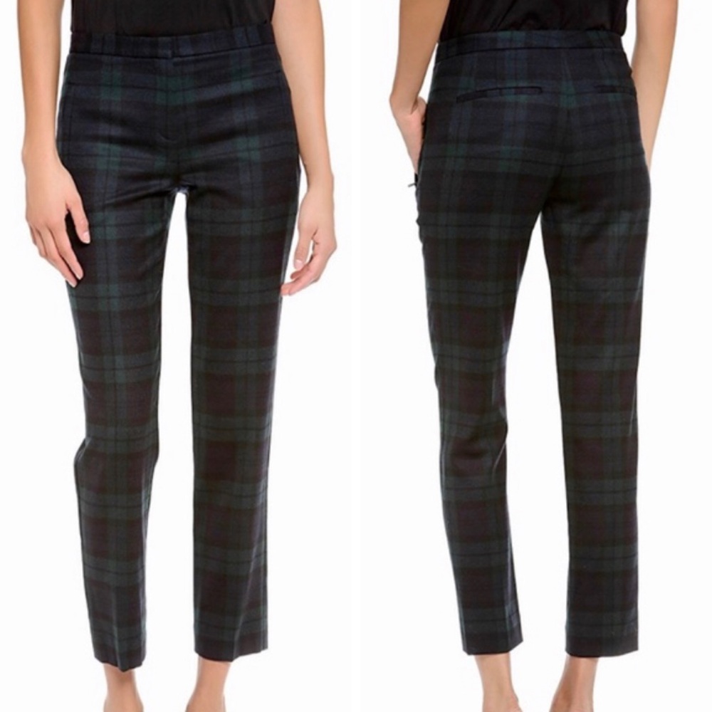 THEORY Fia Tartan Plaid Wool Slim Leg Ankle Pants Fall Holiday Preppy Size 2 US